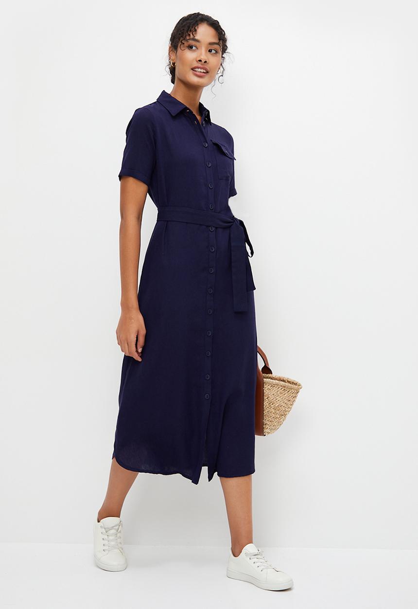 edit - Roll up sleeve shirt dress - ink