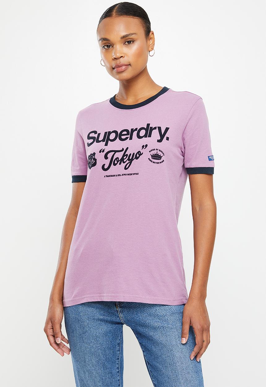 Superdry. - Cl ac ringer tee - dazed lilac