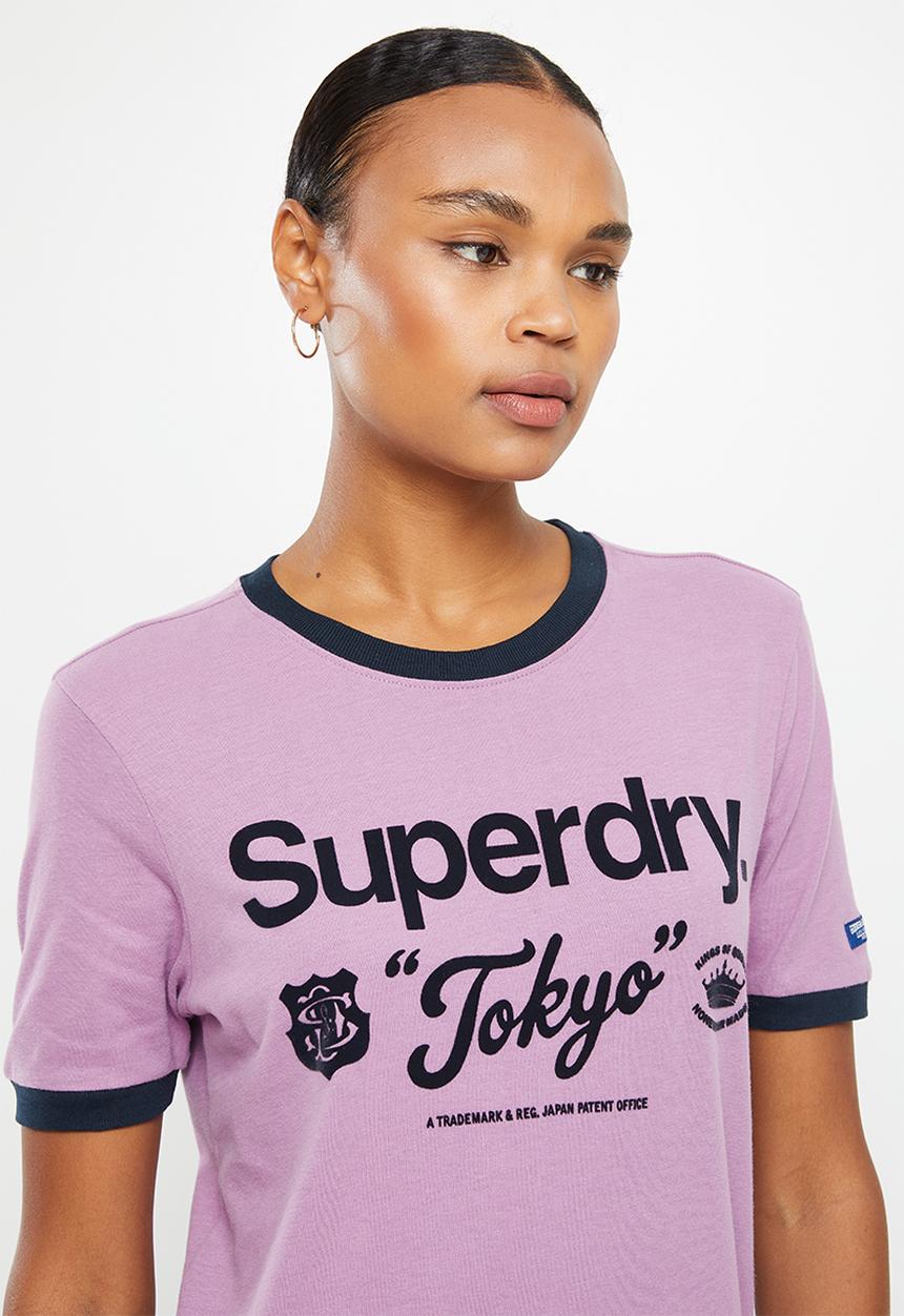 Superdry. - Cl ac ringer tee - dazed lilac