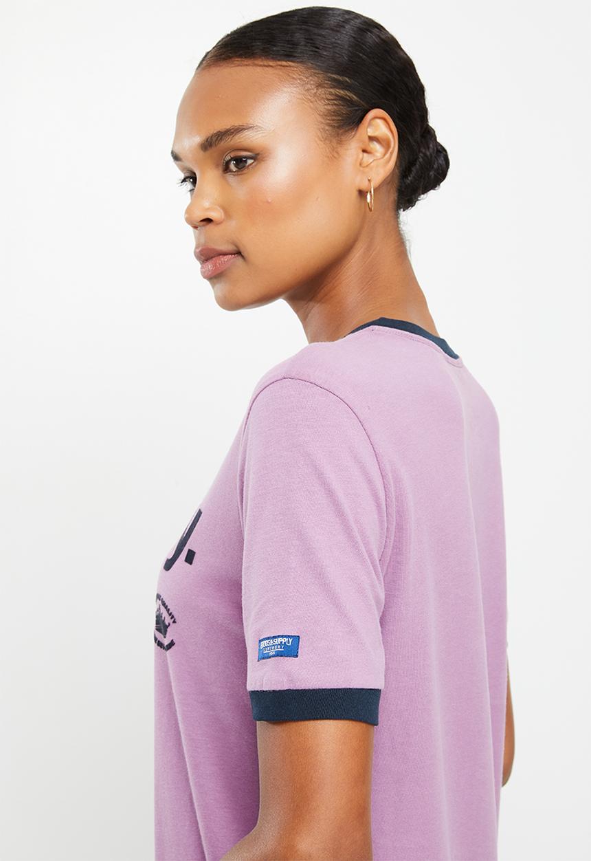 Superdry. - Cl ac ringer tee - dazed lilac