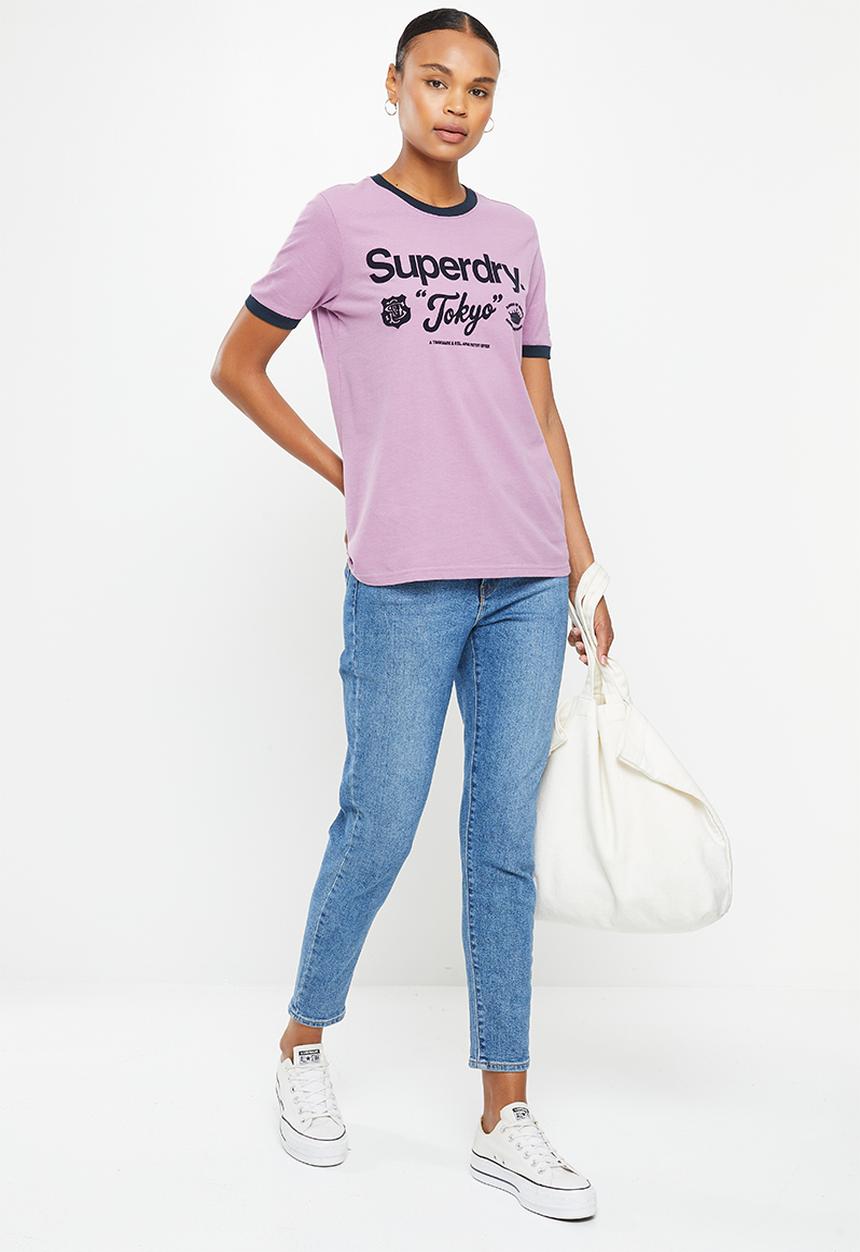 Superdry. - Cl ac ringer tee - dazed lilac