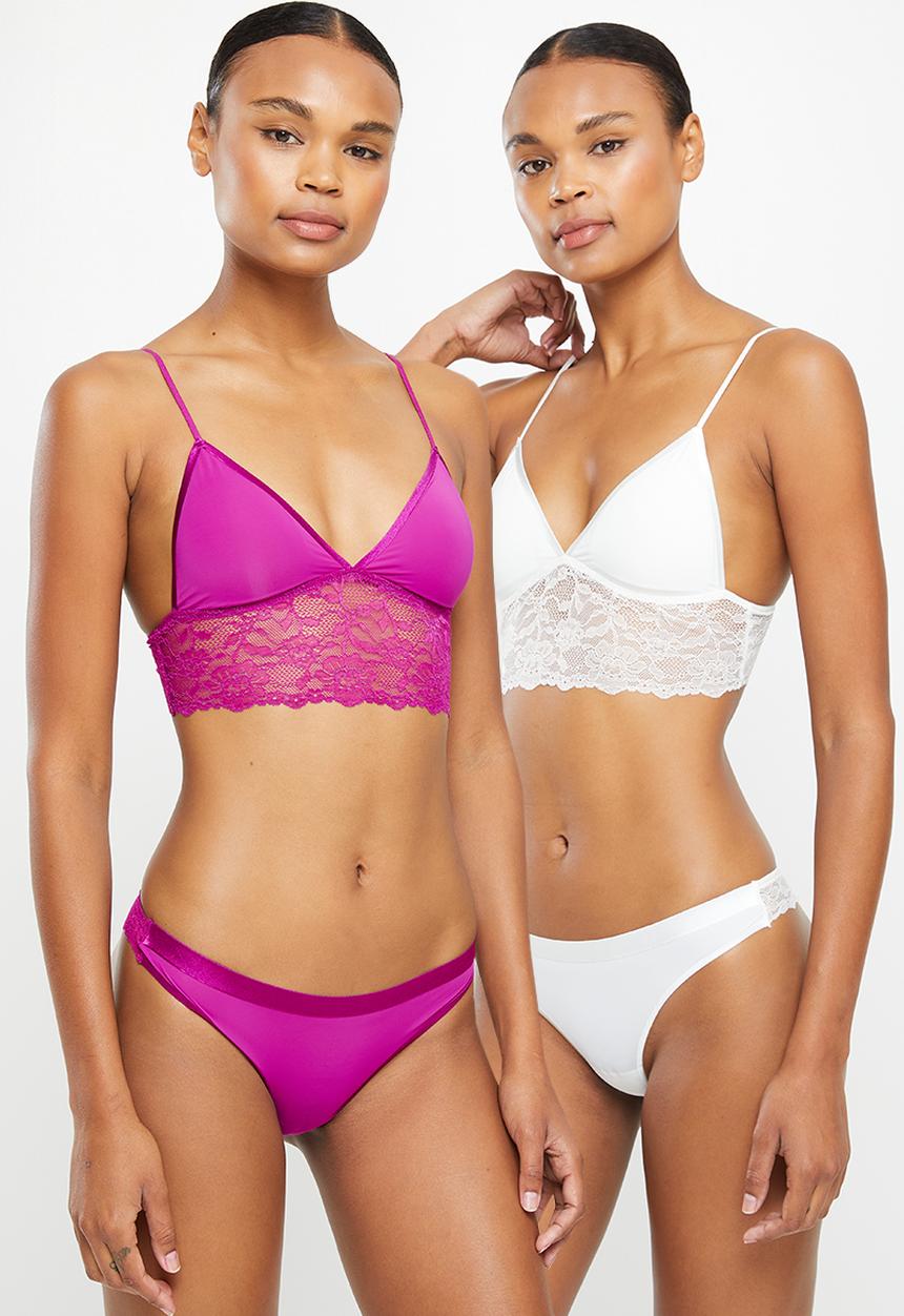 DORINA - Crystal 2pack bralette - purple & ivory