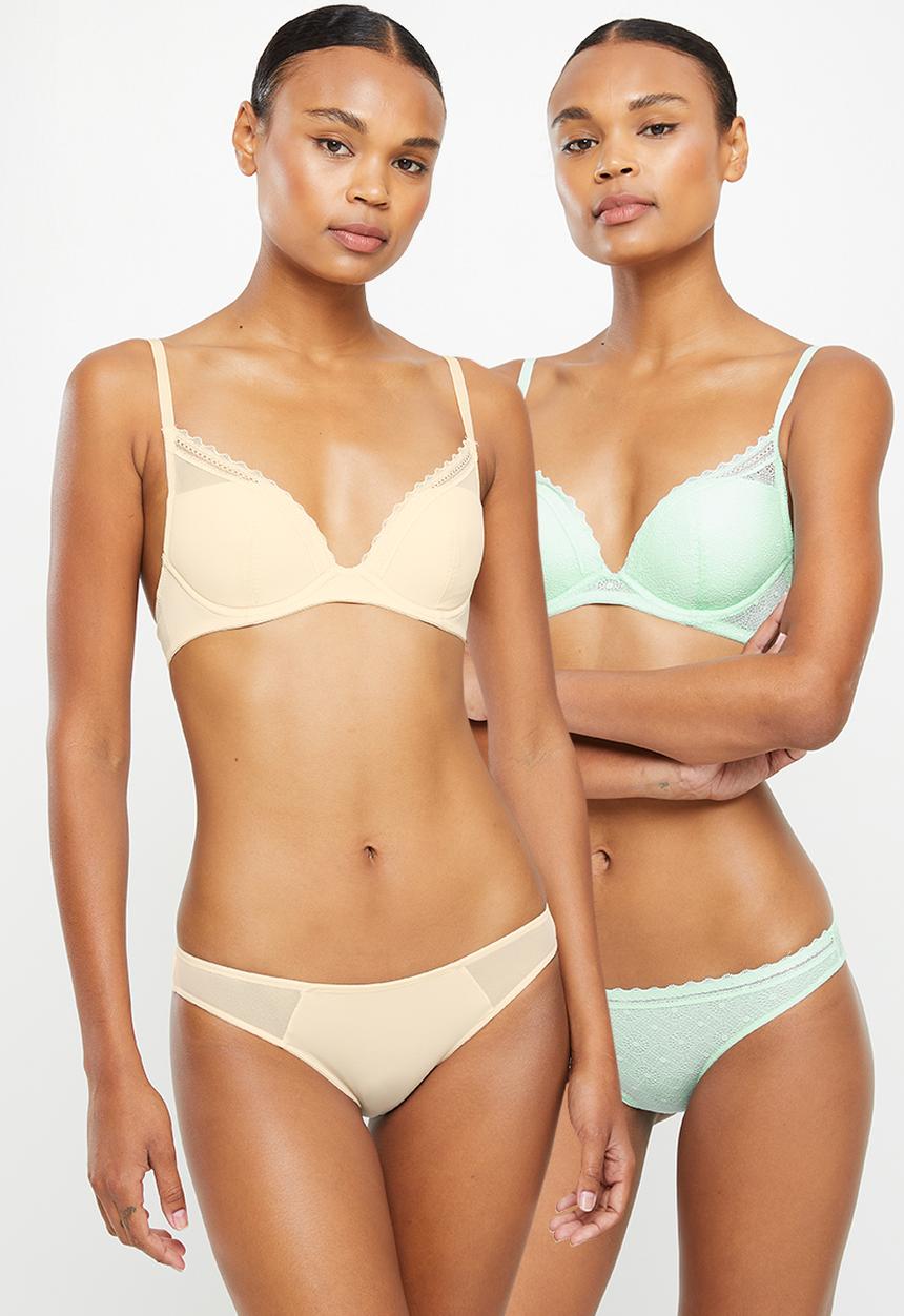 DORINA - Ronia 2 pack plunge bra - green & beige