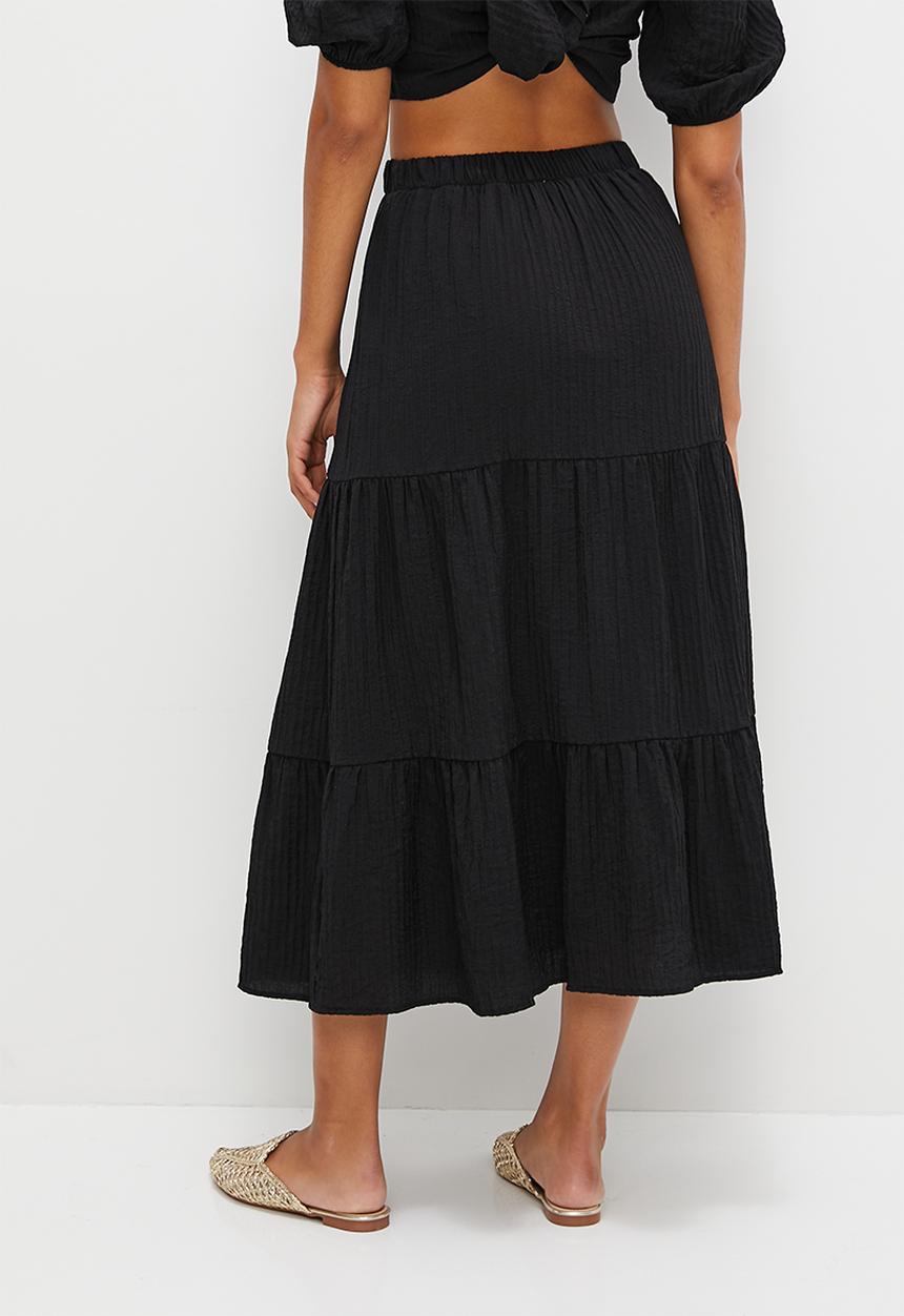 MILLA - Co-ord textured midi skirt - black