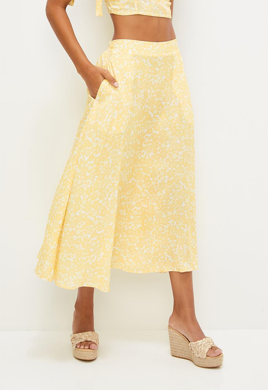 MILLA - Co-ord circle midi skirt - yellow daisy