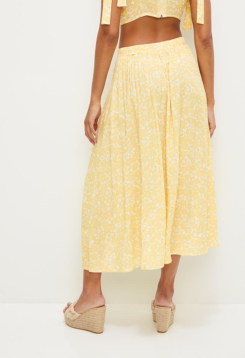 MILLA - Co-ord circle midi skirt - yellow daisy