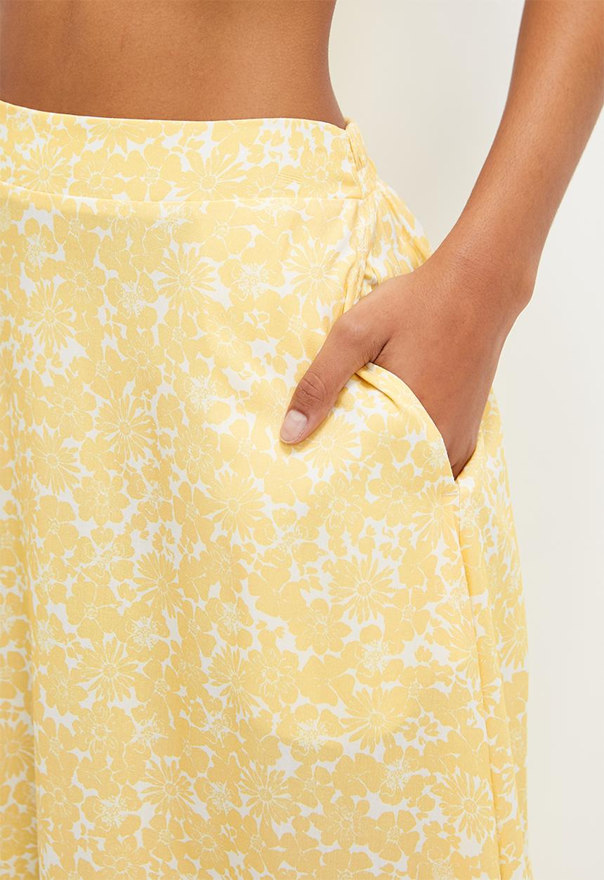 MILLA - Co-ord circle midi skirt - yellow daisy