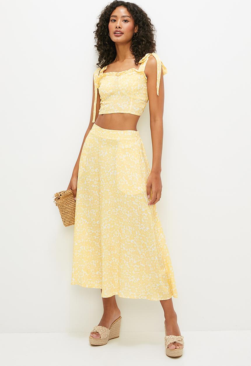 MILLA - Co-ord circle midi skirt - yellow daisy