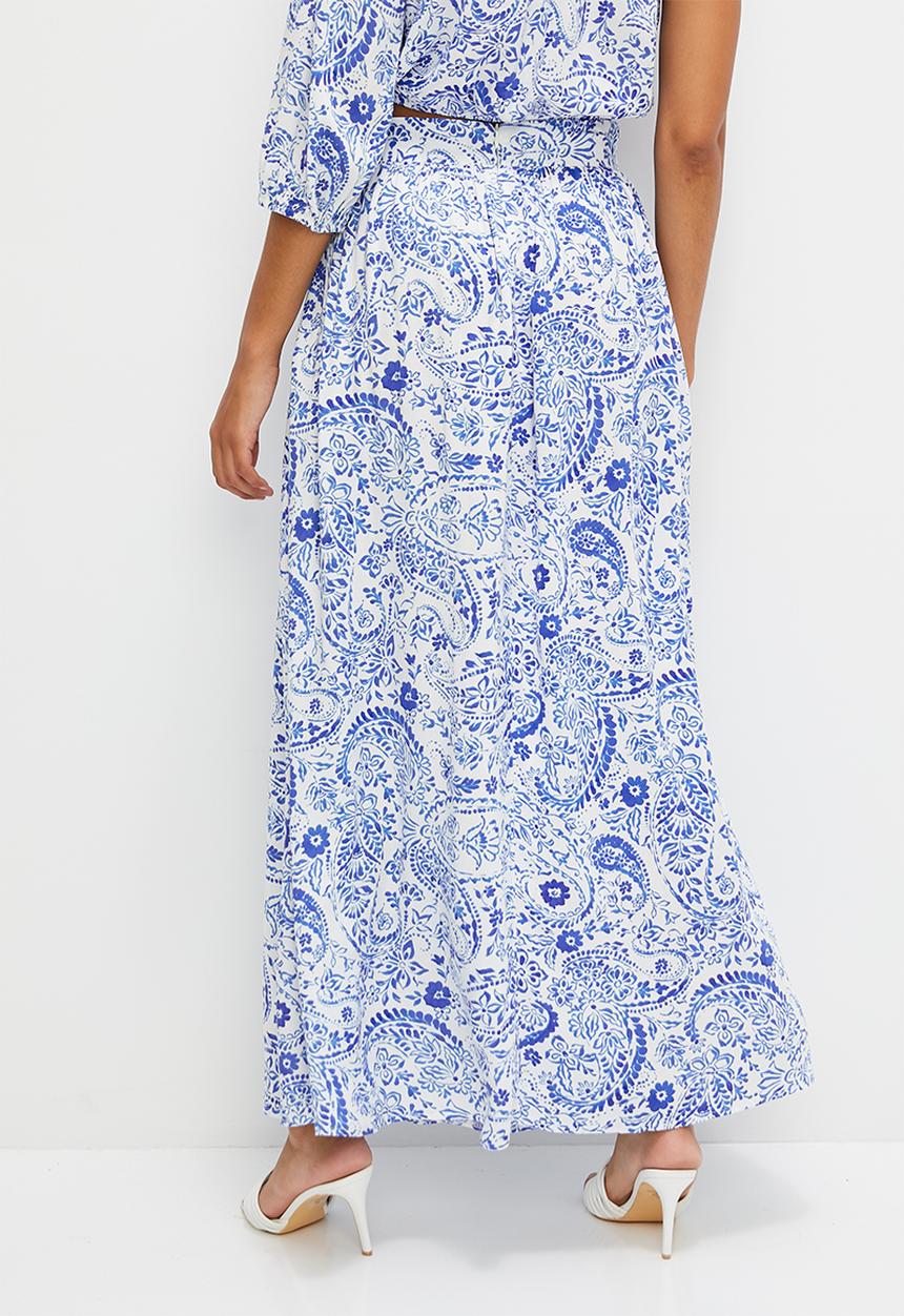 MILLA - Co-ord a-line maxi skirt - blue paisley