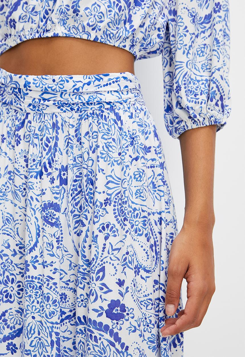MILLA - Co-ord a-line maxi skirt - blue paisley