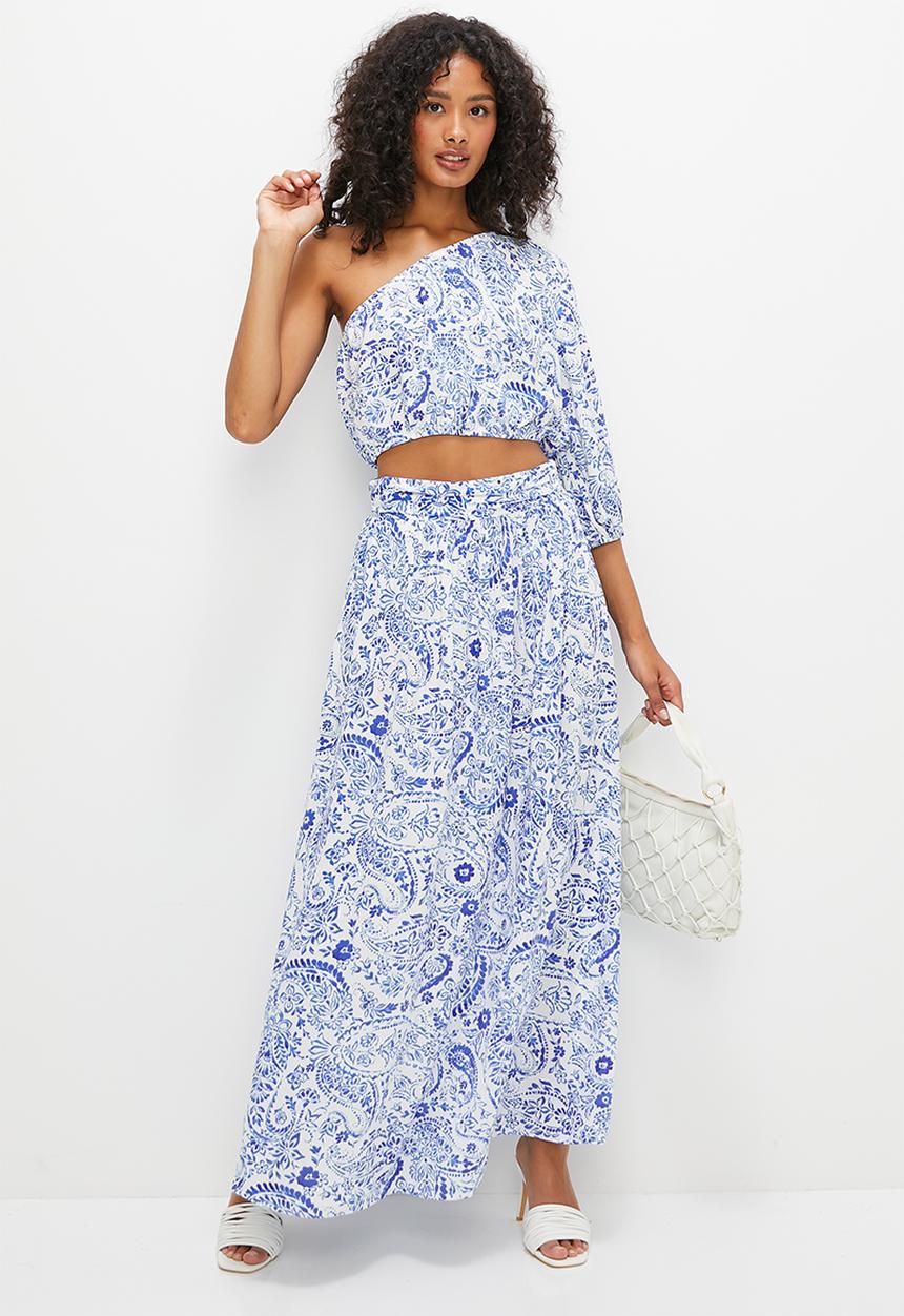 MILLA - Co-ord a-line maxi skirt - blue paisley