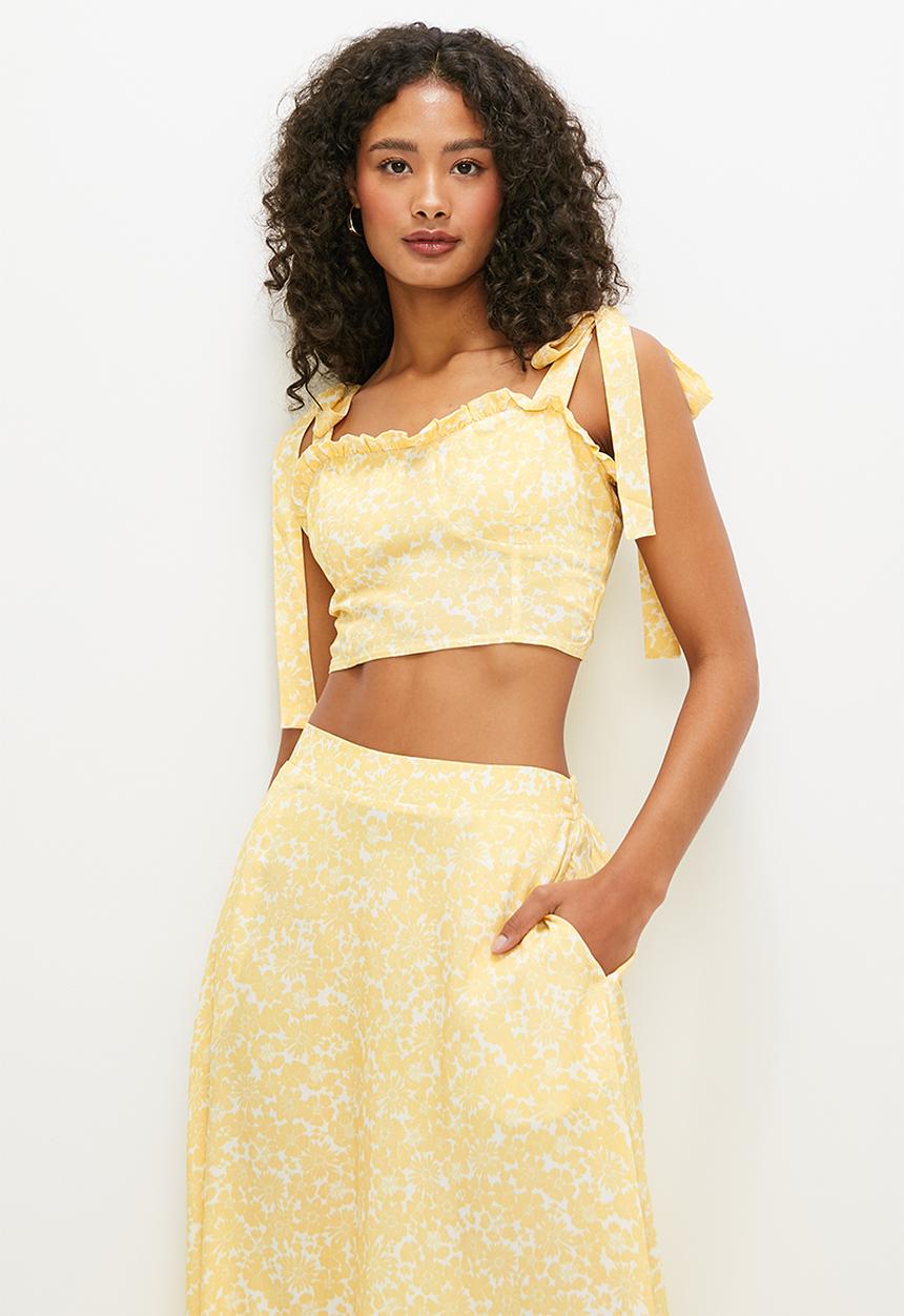 MILLA - Co-ord corset top - yellow daisy