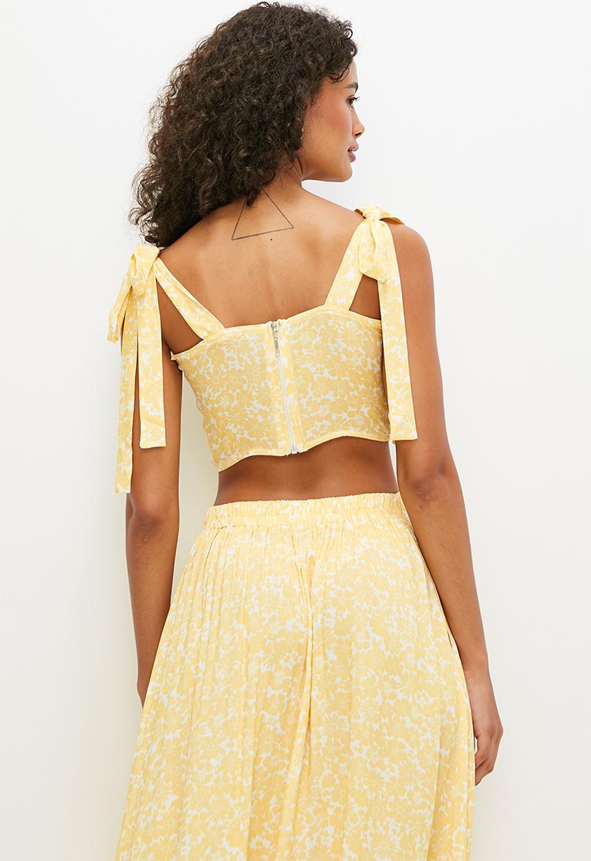 MILLA - Co-ord corset top - yellow daisy