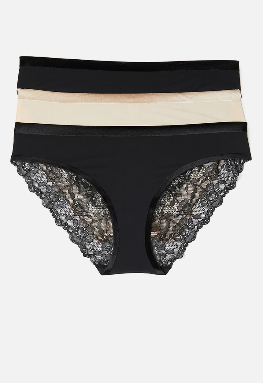 DORINA - Plus crystal 3 pack briefs - black & beige