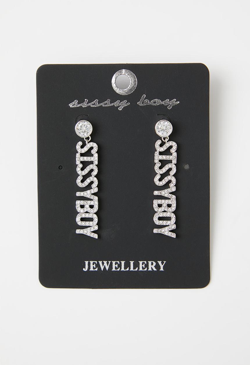 SISSY BOY - Diamante dropped earring - silver