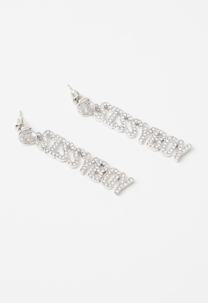 SISSY BOY - Diamante dropped earring - silver