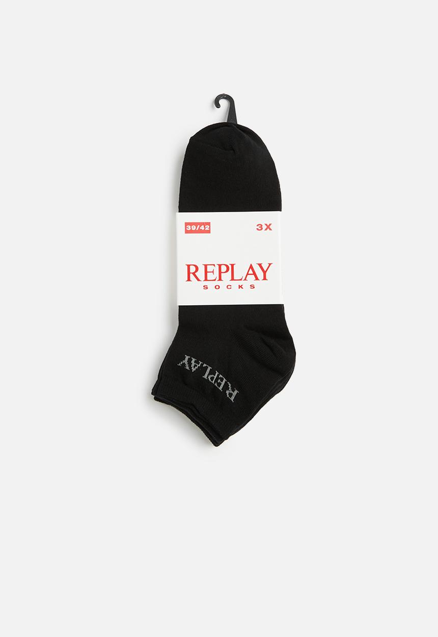 Replay - Replay low cut 3 pack socks - black