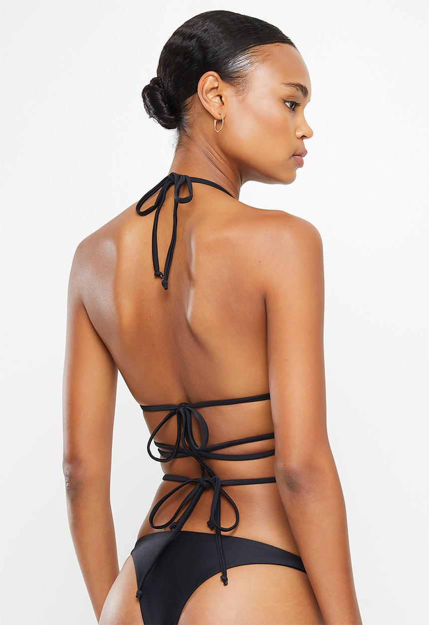 SISSY BOY - Virosa: bikini top with ring and wrap tie detailing - black