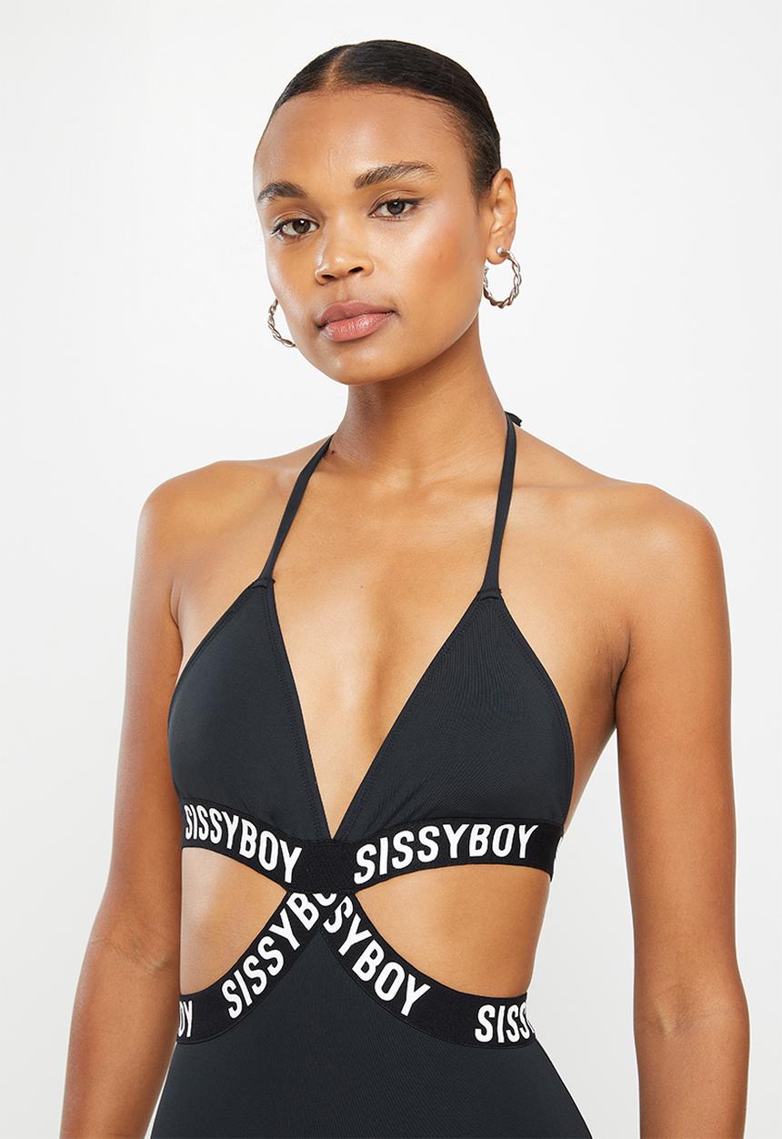 SISSY BOY - Brandy: one piece swim with branded elastic detailing - black