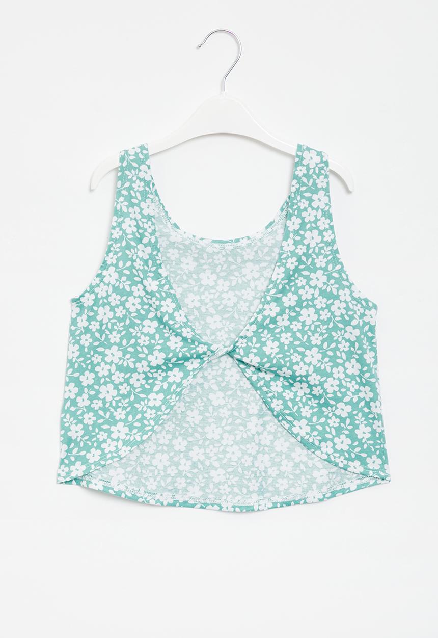 Superbalist - Top with twist back detail - sage print