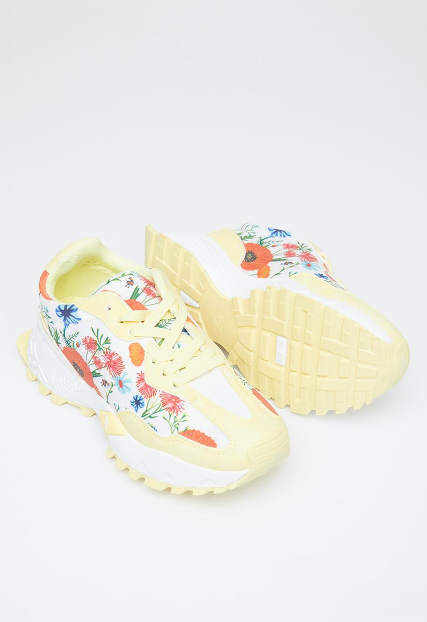 Tom Tom - Bloom chic lace-up sneaker - lemon floral