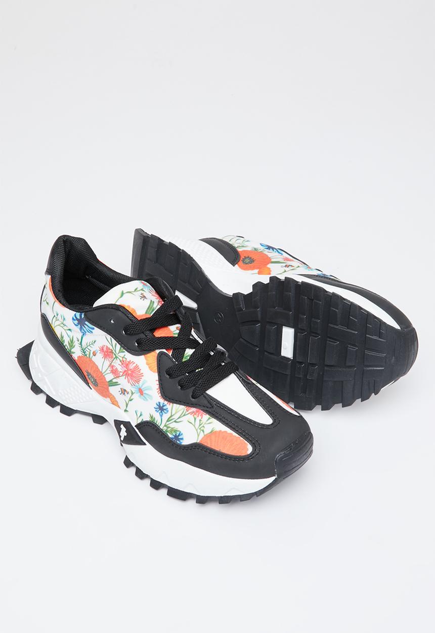 Tom Tom - Bloom chic lace-up sneaker - black floral