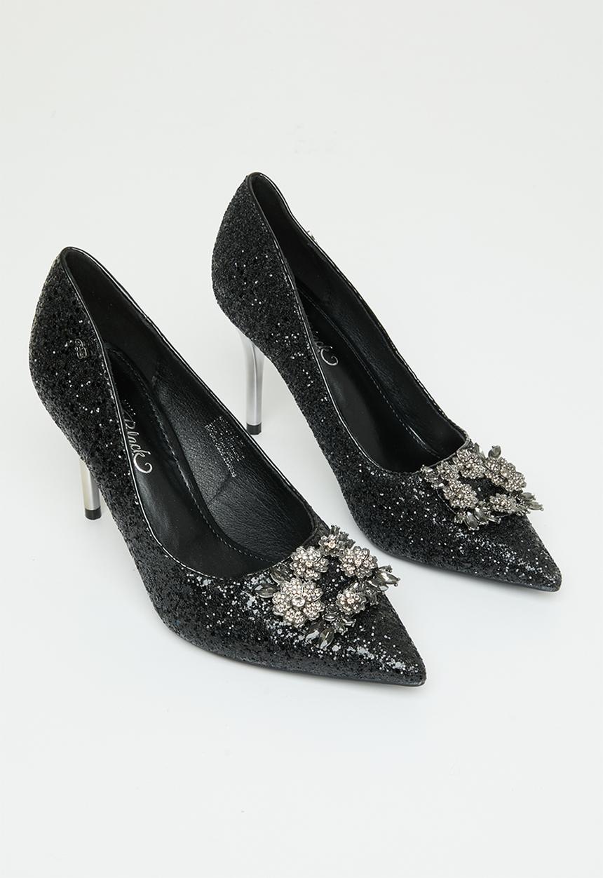 Miss Black - Crystal1 court heel - black