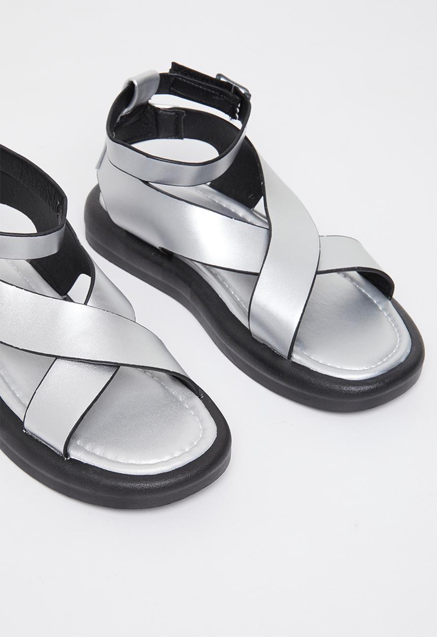 Rebel Republic - Girls crossover strap sandal - silver