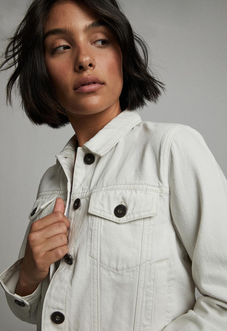 Cotton On - Girlfriend denim jacket - white haven