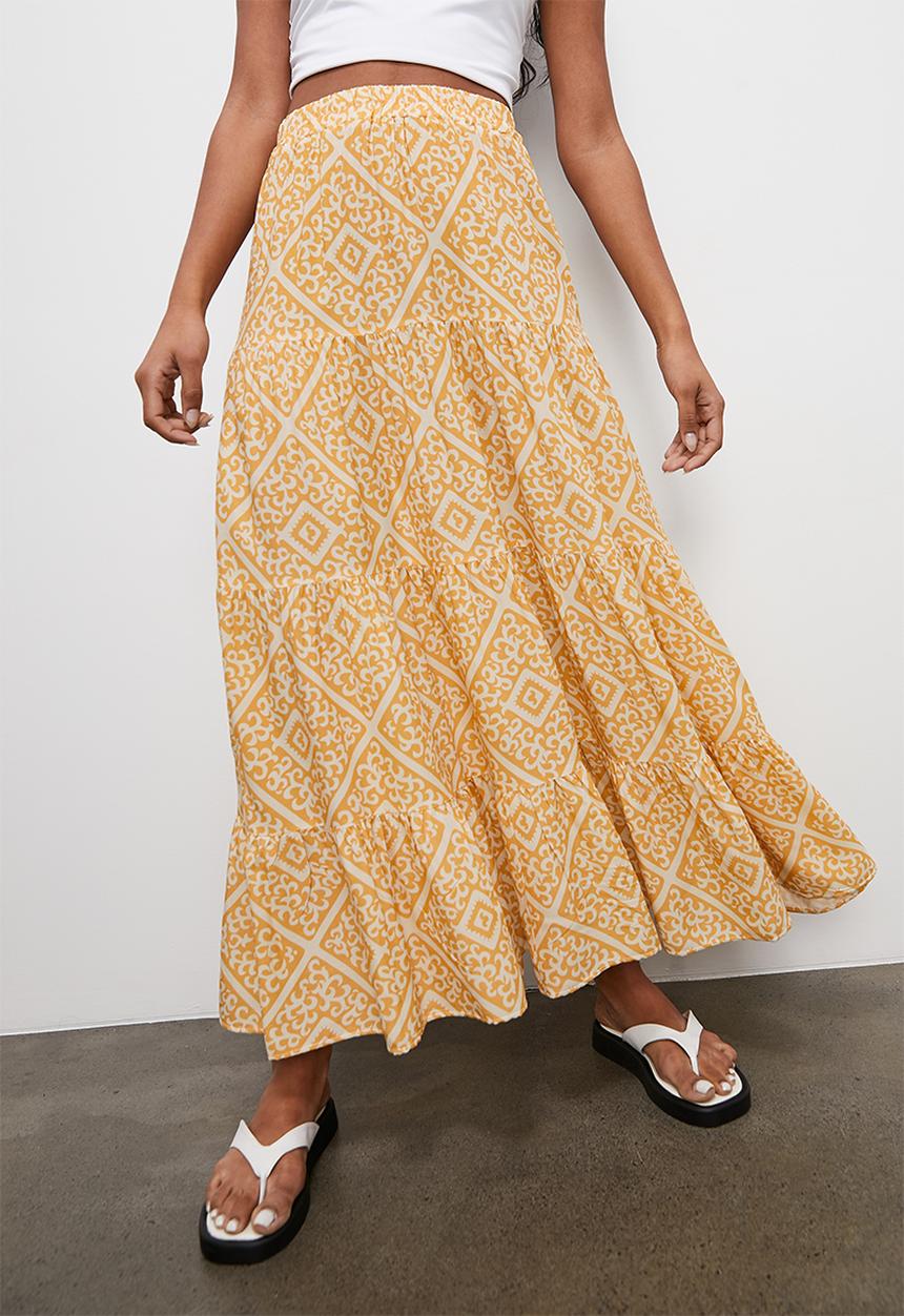 Superbalist - Tiered maxi skirt - orange tile