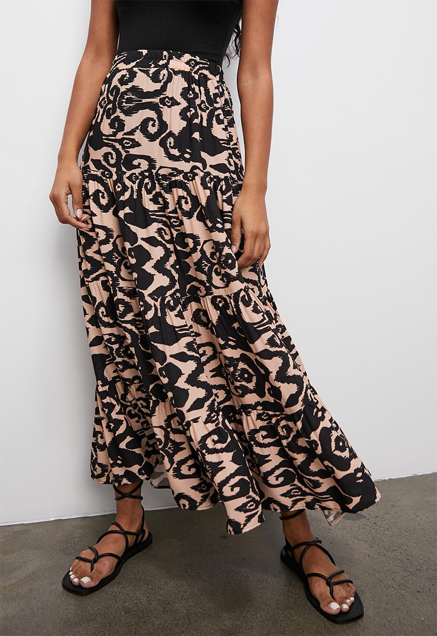 Superbalist - Tiered maxi skirt - sketched ikat