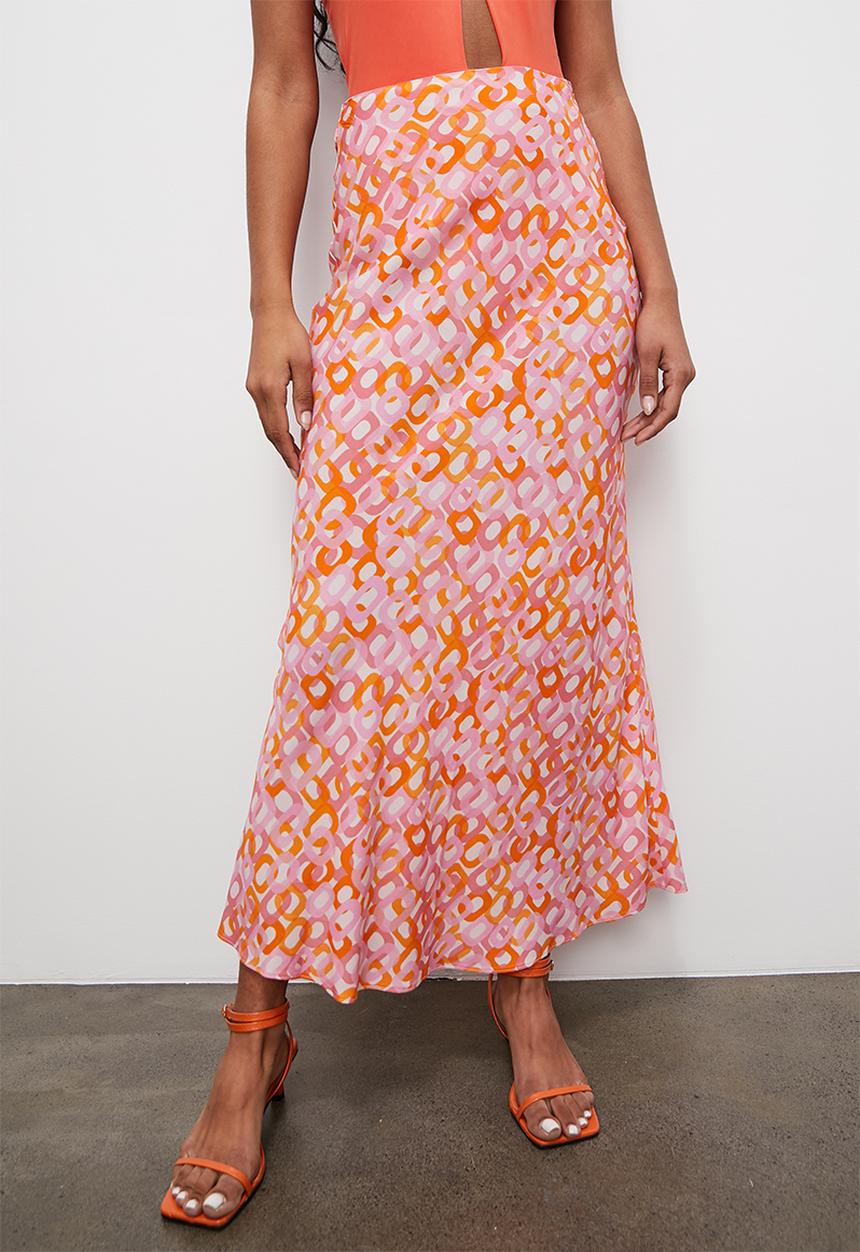Superbalist - Printed column midi skirt - pink square