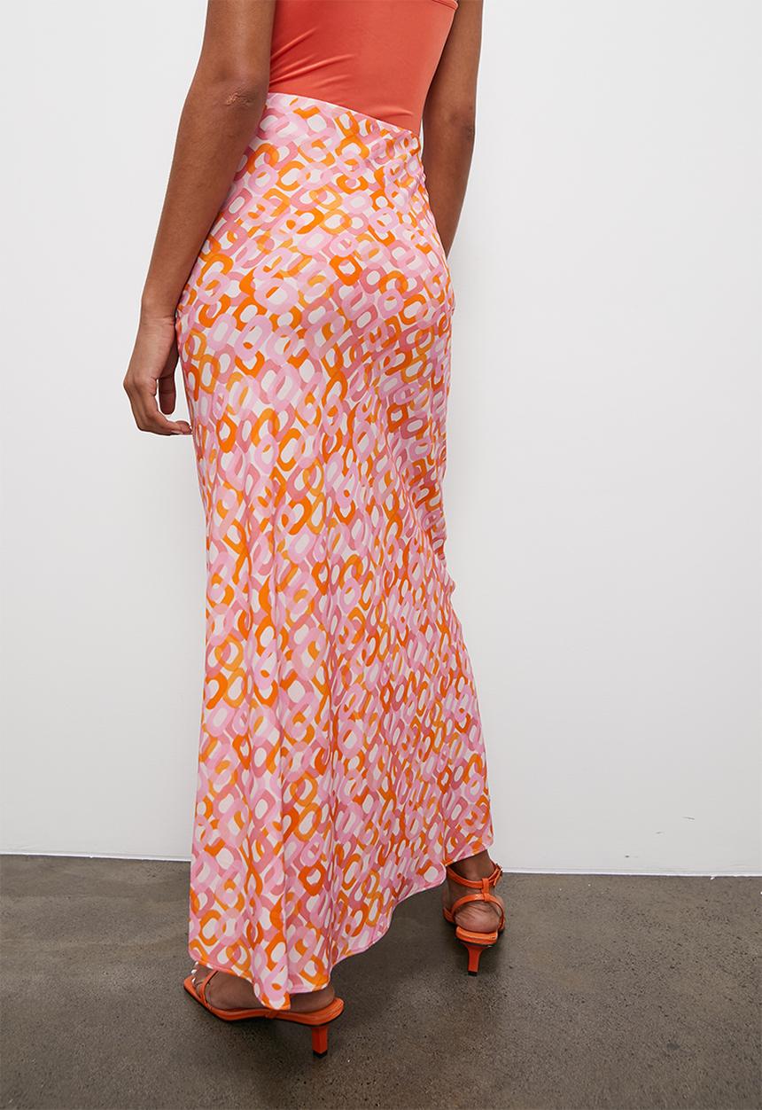 Superbalist - Printed column midi skirt - pink square