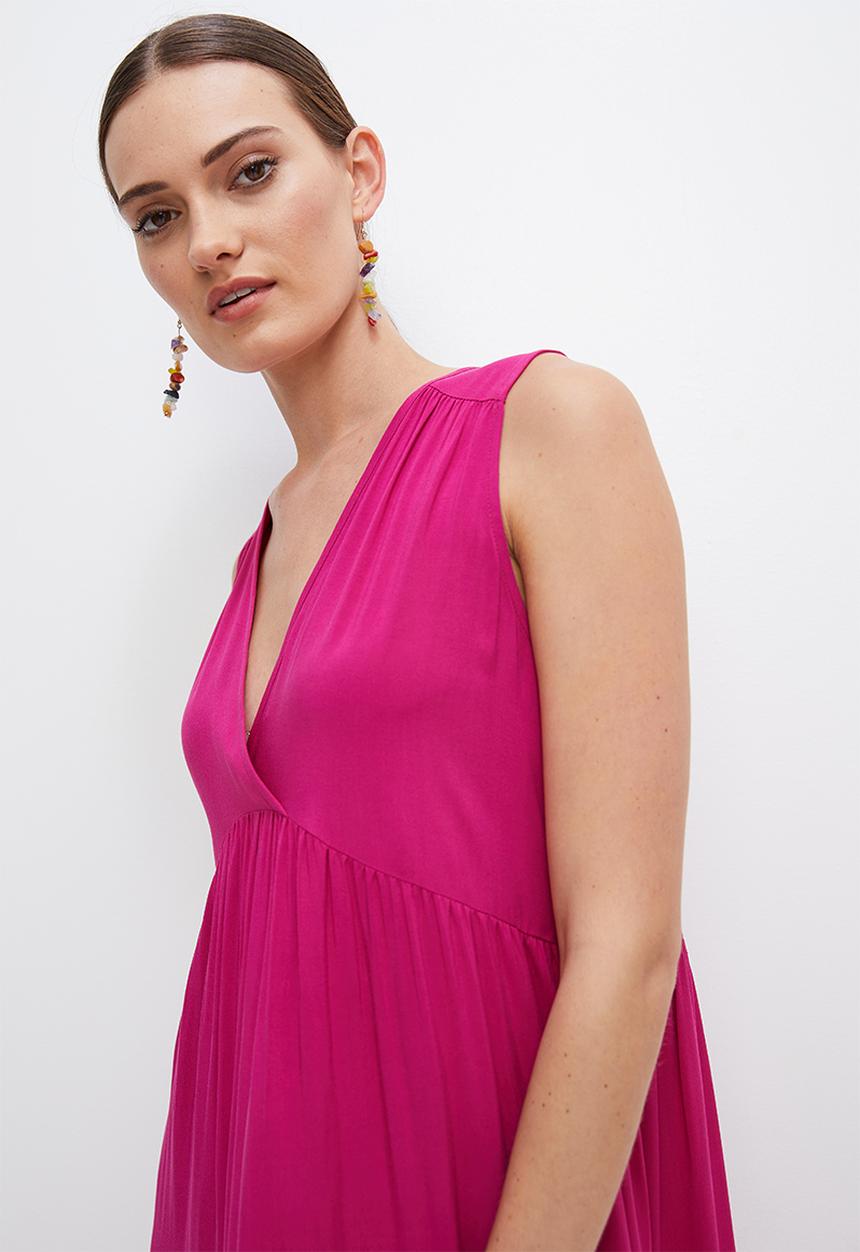edit - Grecian built up tiered maxi - hot magenta