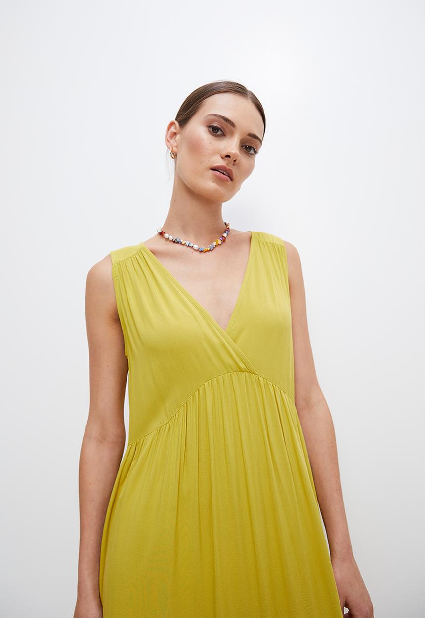 edit - Grecian built up tiered maxi - golden lime