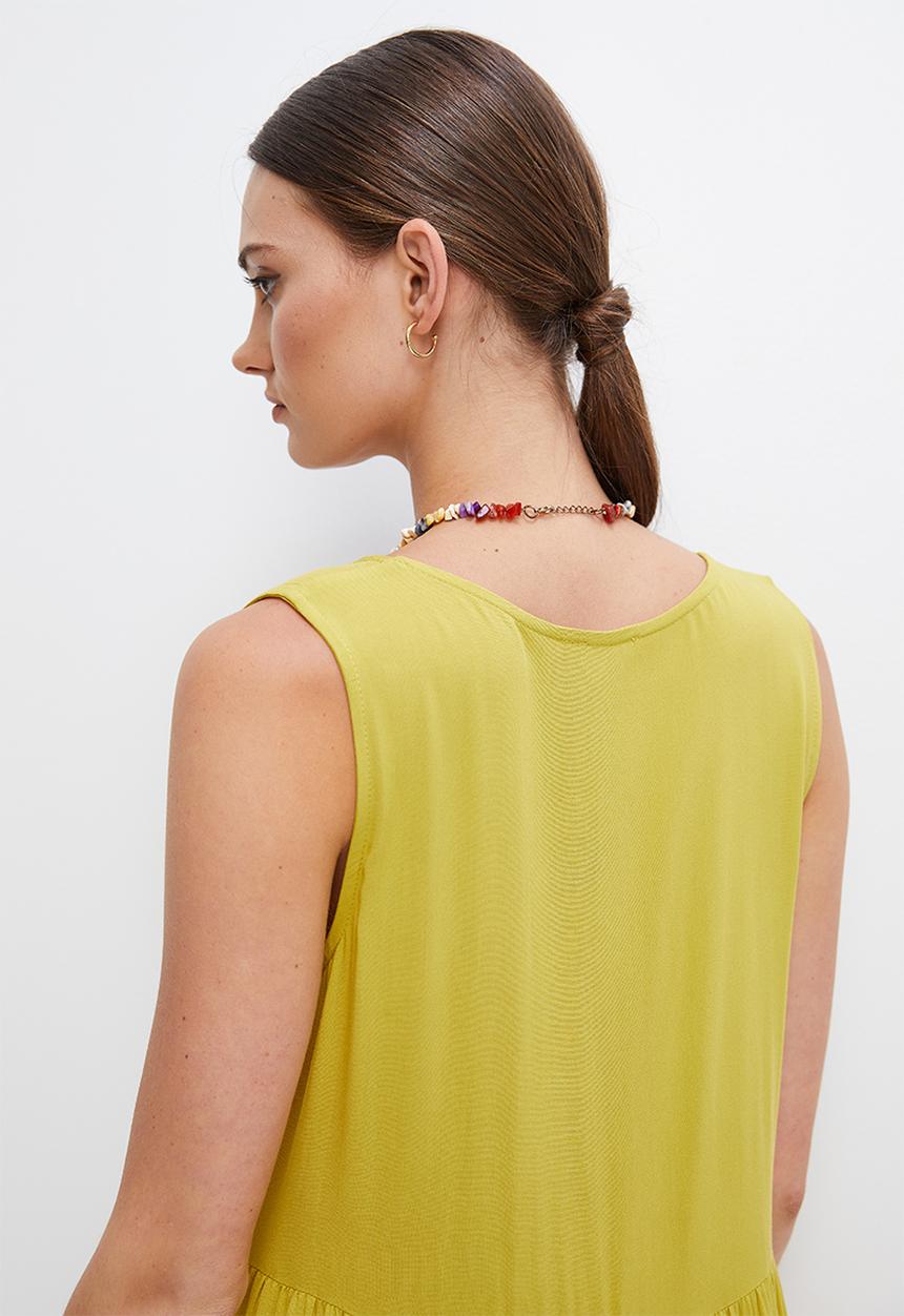 edit - Grecian built up tiered maxi - golden lime