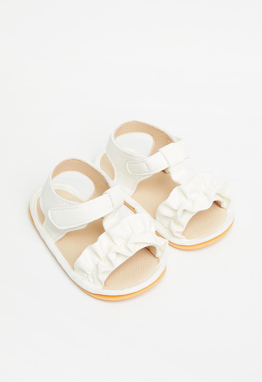 Pop Candy - Baby sandal with ruffles - white