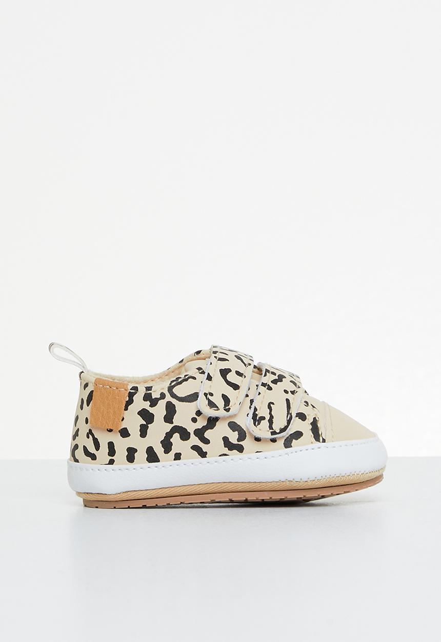 Pop Candy - Baby animal print bootie - stone & black