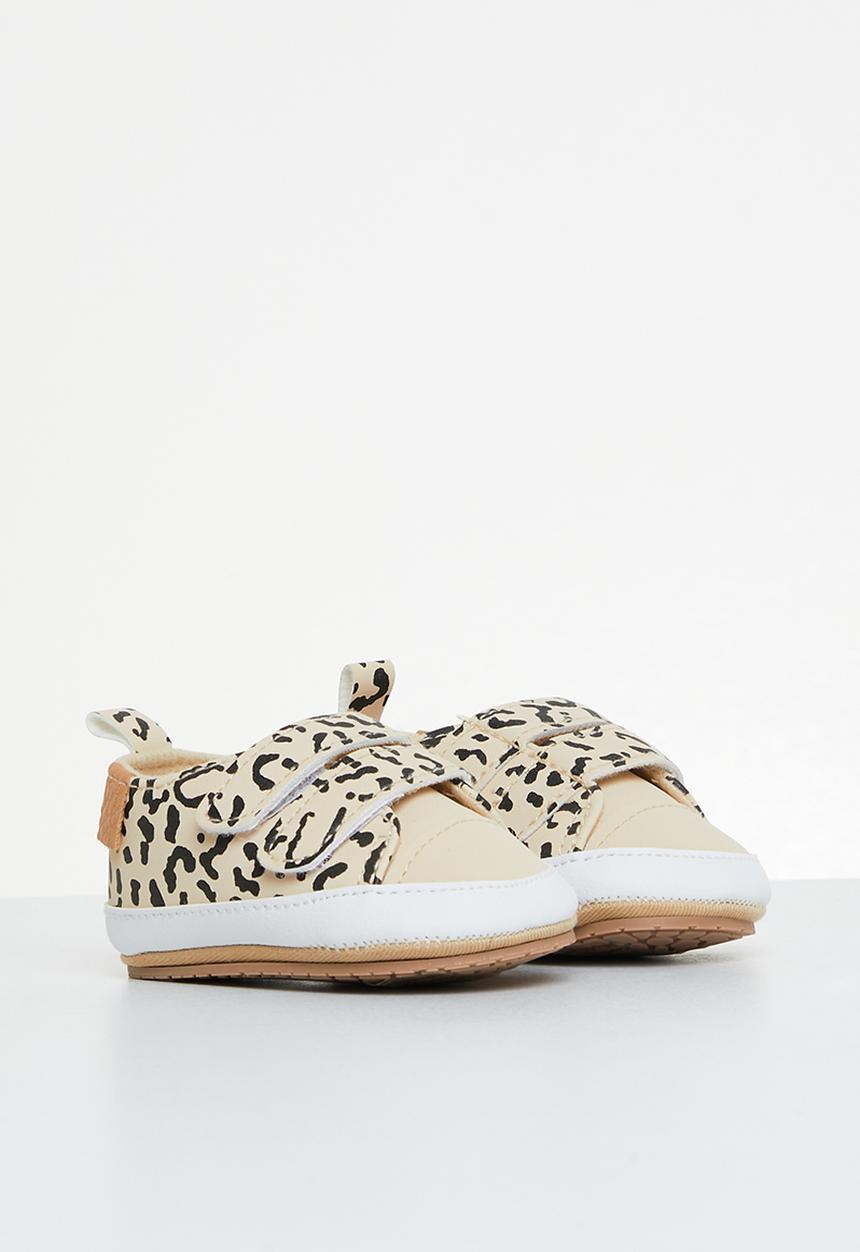 Pop Candy - Baby animal print bootie - stone & black