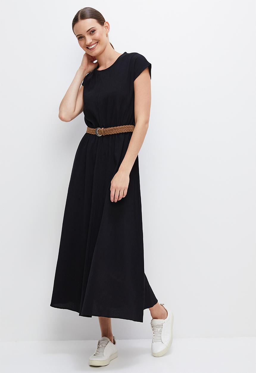 edit - Textured grown on sleeve maxi - black