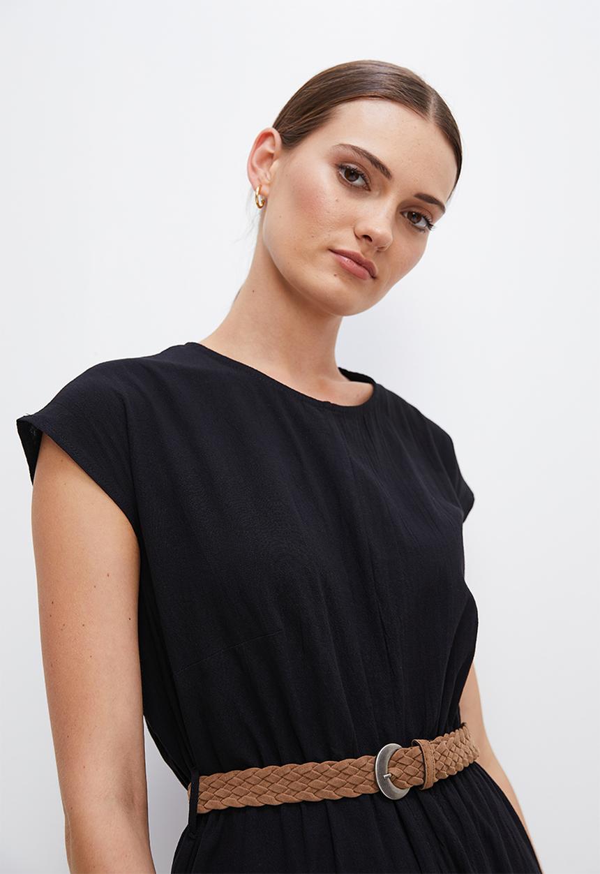 edit - Textured grown on sleeve maxi - black