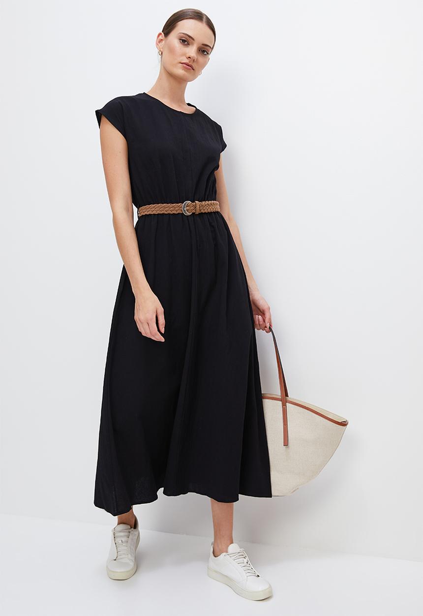 edit - Textured grown on sleeve maxi - black