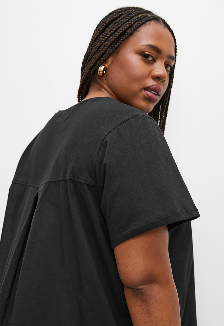 Superbalist - Oversized mixmedia tee - black