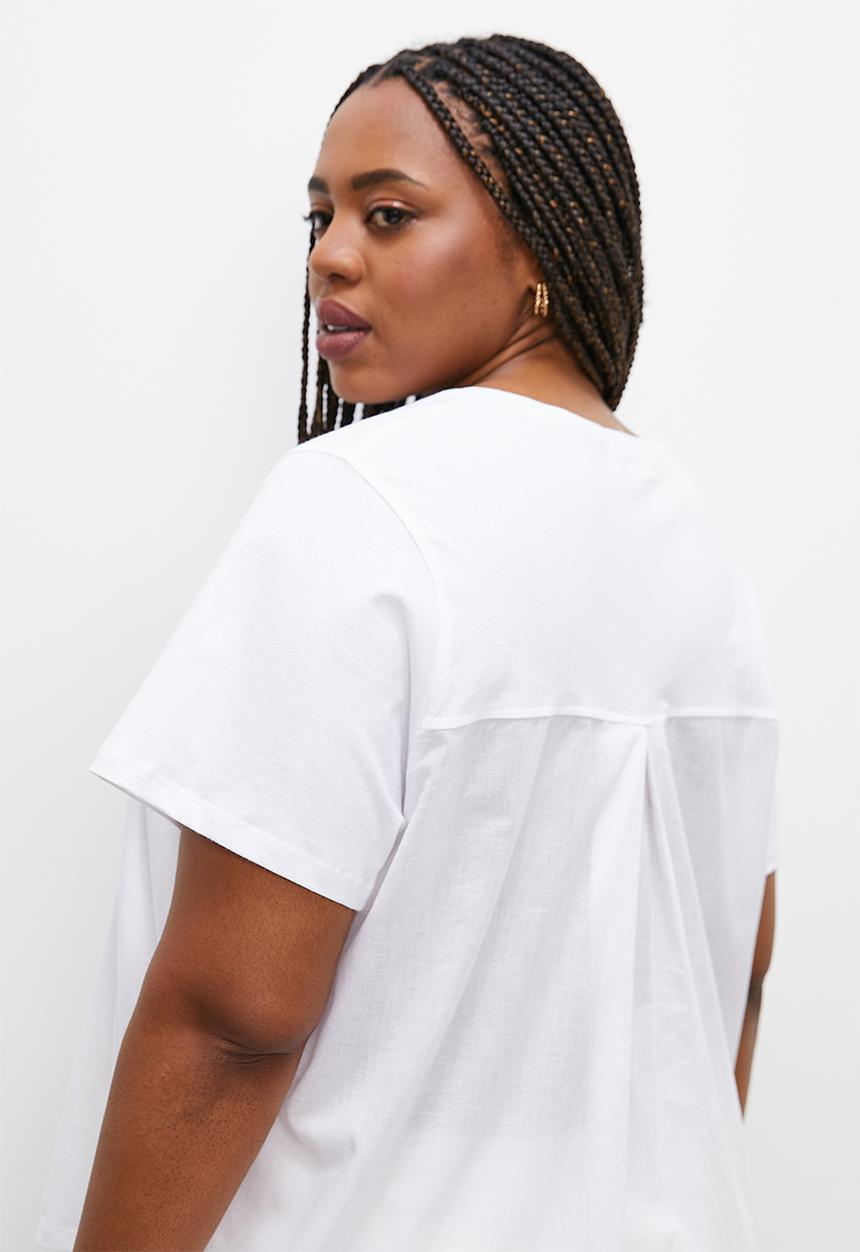 Superbalist - Oversized mixmedia tee - white