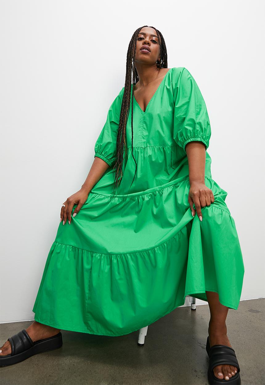 Superbalist - Tiered midi dress - green