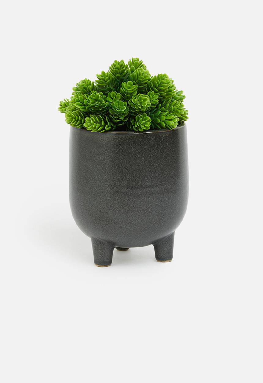 H&S - Ceramic flower pot on legs - black
