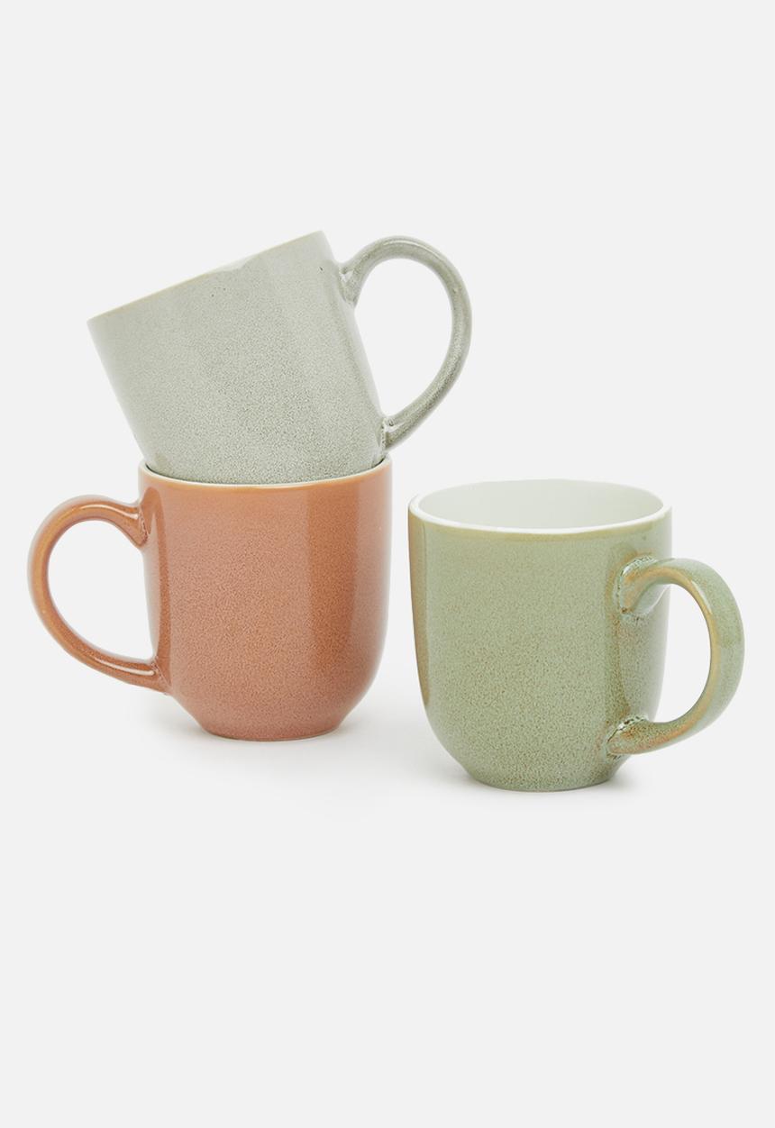 Excellent Houseware - Stoneware mug set of 3 - multi