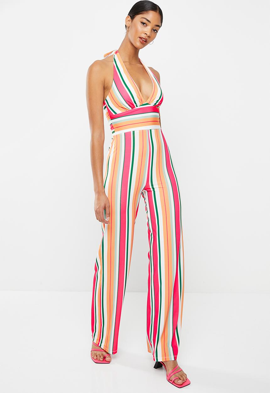 SISSY BOY - Comfort zone: stripe jumpsuit with neck tie - multi 
