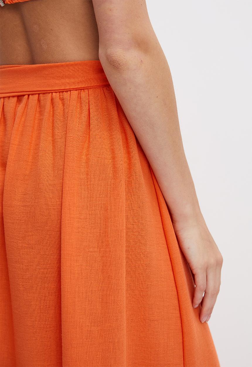 MILLA - Co-ord linen wrap midi skirt - orange