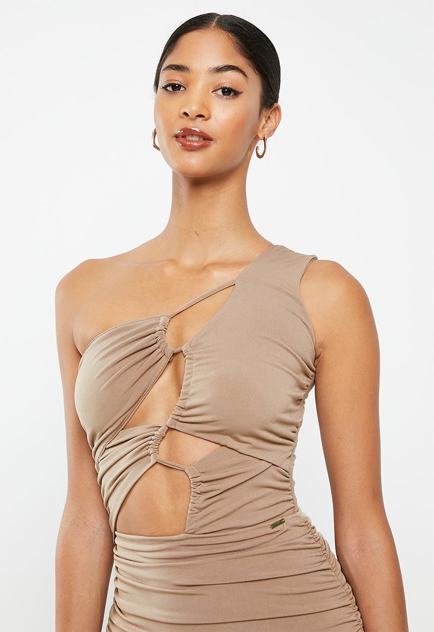 SISSY BOY - Show up: asymmetric mini with cut out details - cumin